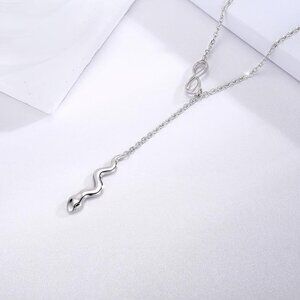 Eternal Serpent Y Necklace 925 Sterling Silver Symbolic Jewelry Gift NWT